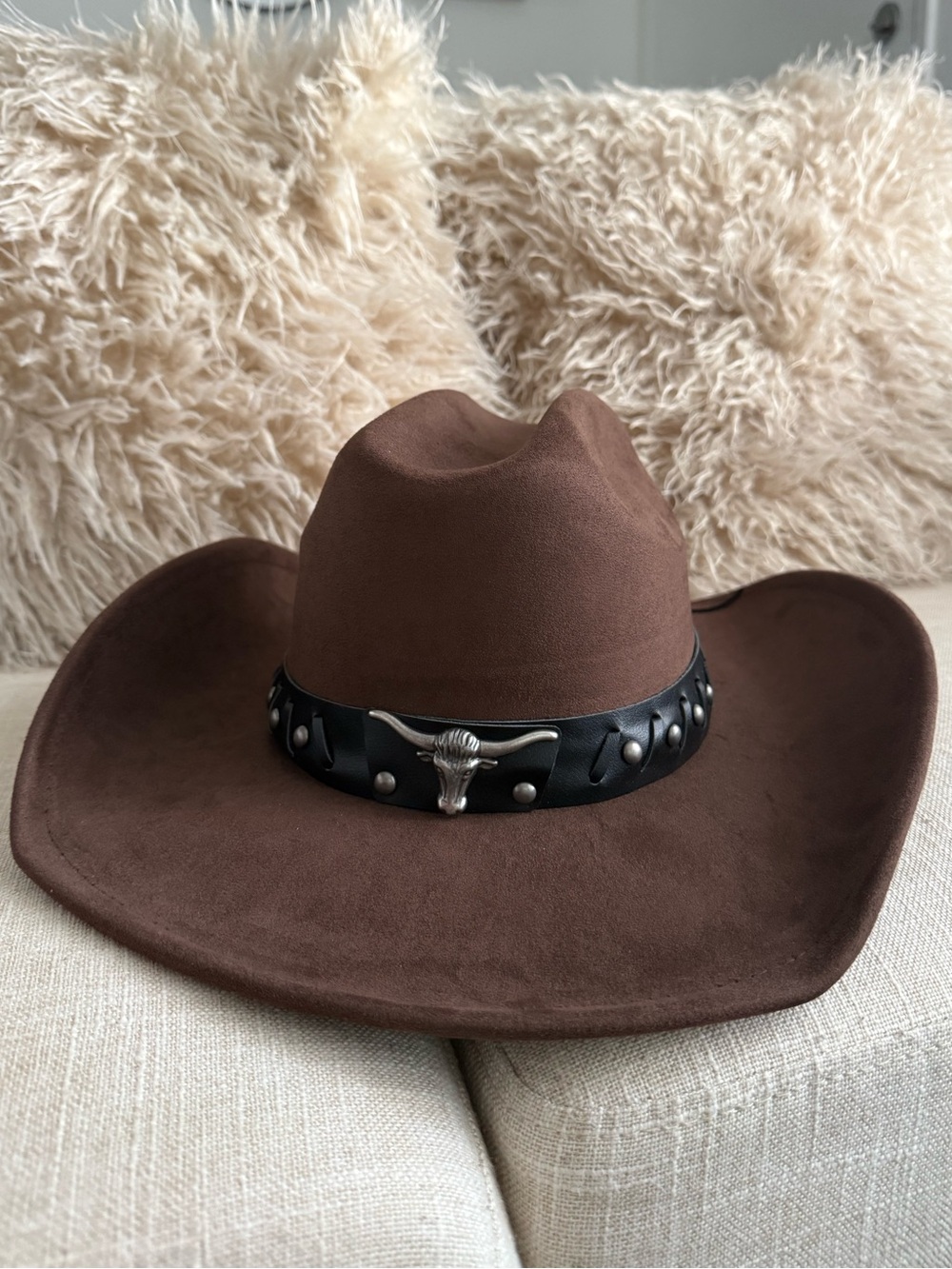 Brown Western Cowboy Hat with Black Studded Band